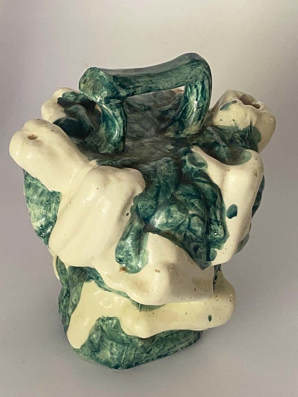 Rare And Large Majolica Ceramic Free Form And Brutalist Jug Or Pitcher 1960 photo vintage
