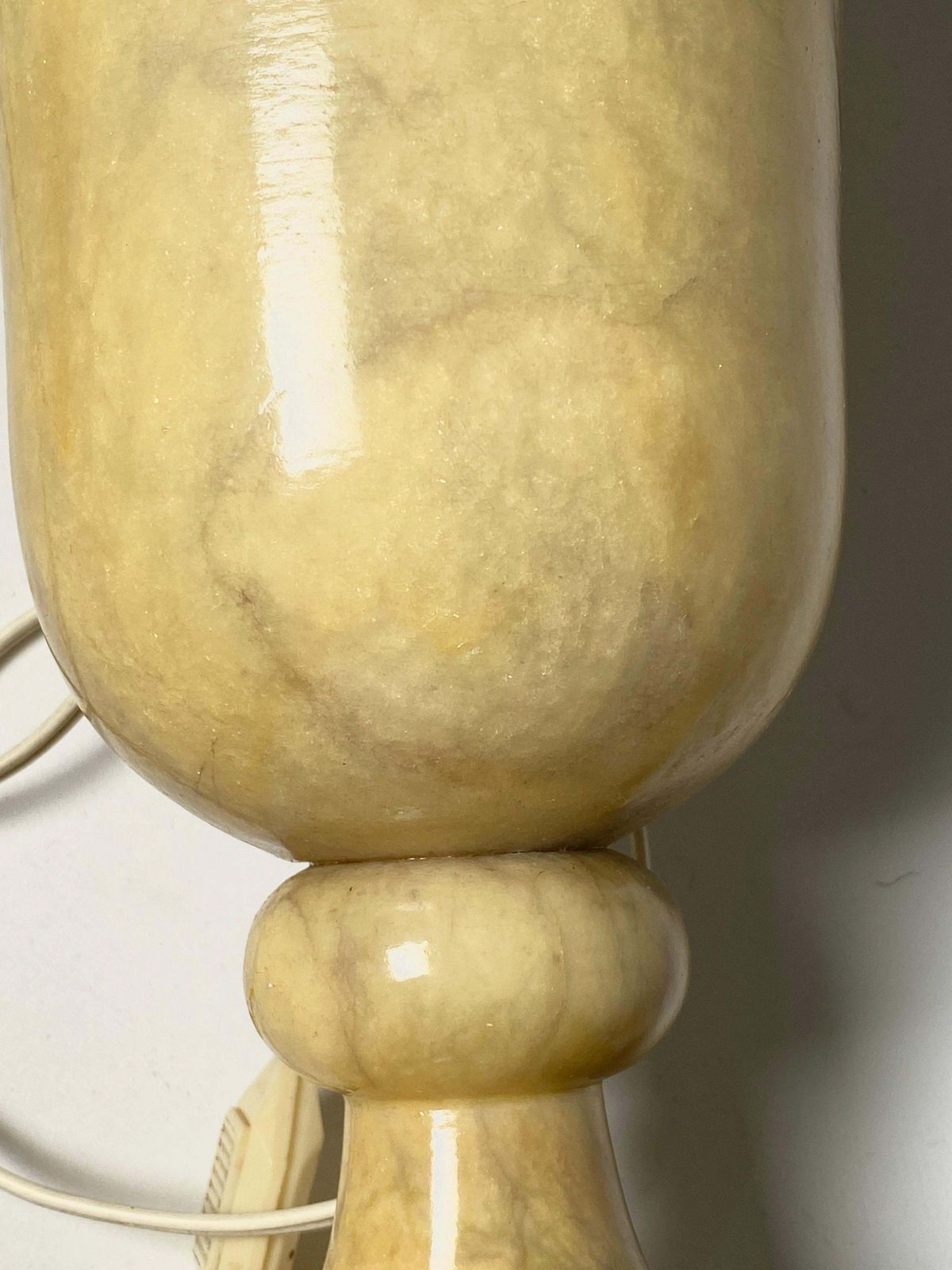 Art Deco Alabaster Urn Uplighter Lamp  White And Yelow Color  France  Circa 1940 photo vinterior