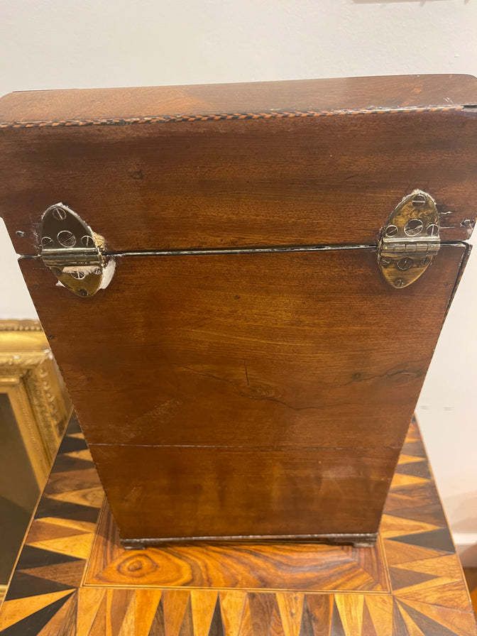 An Exceptional Quality Early Georgian Flame Mahogany Serpentine Tulip Wood Banded Cutlery Box Circa 1788 photo vintage