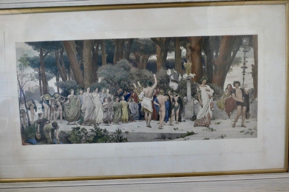 Large Victorian Framed Colour Print Of The Daphnephoria photo furniture