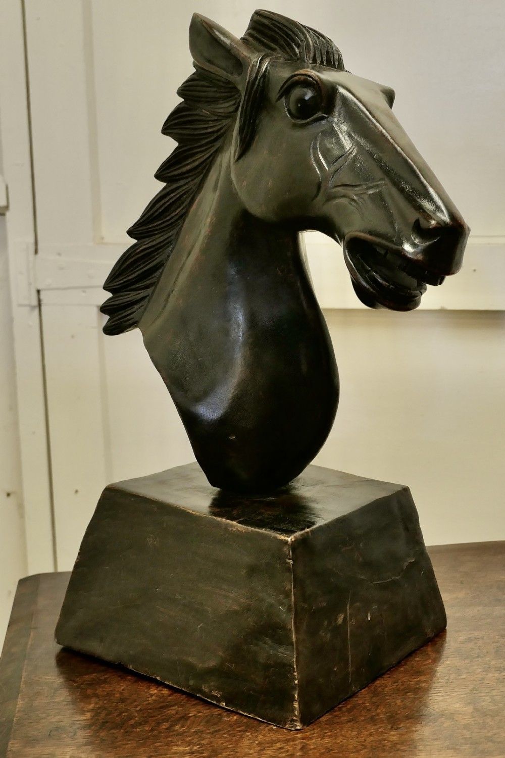 Large Carved Wooden Horse Head