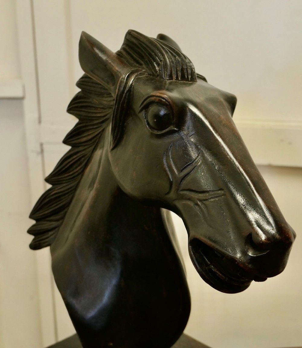 Large Carved Wooden Horse Head photo furniture