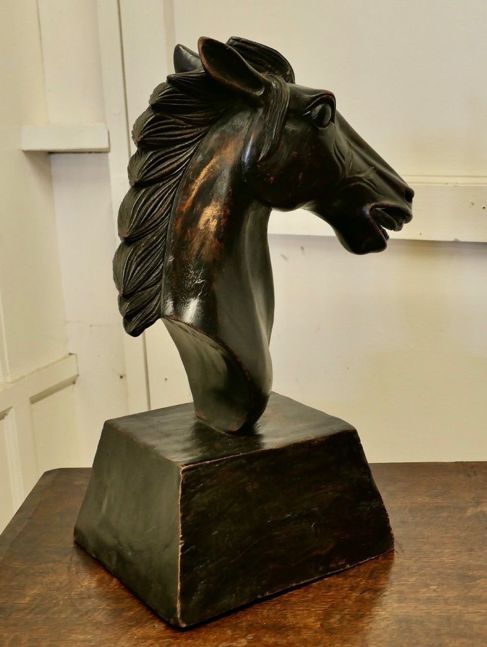 Large Carved Wooden Horse Head photo 594.0