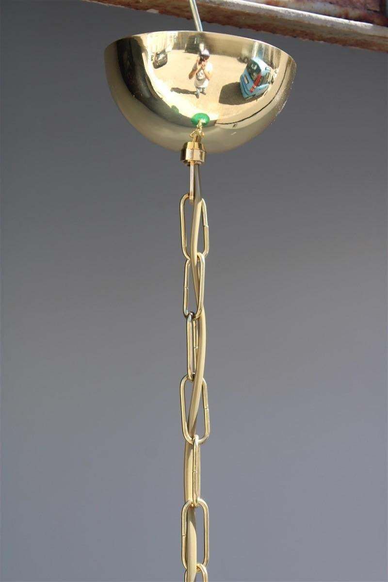 Round Green Lantern Italian Design Murano Glass Brass Parts Venini, 1950s photo Lighting