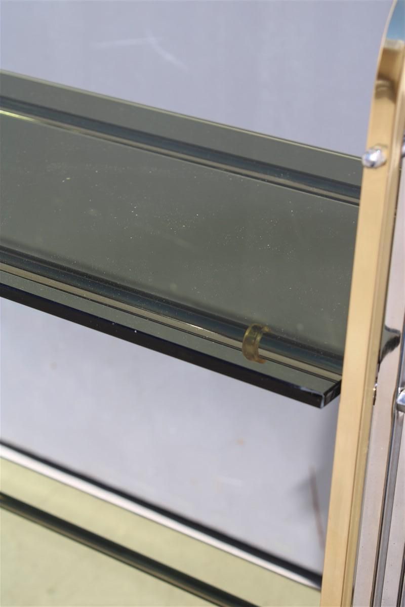 Romeo Rega 1970s Italian Shelf In Brass And Chrome Minimalist Glass Shelves photo Furniture