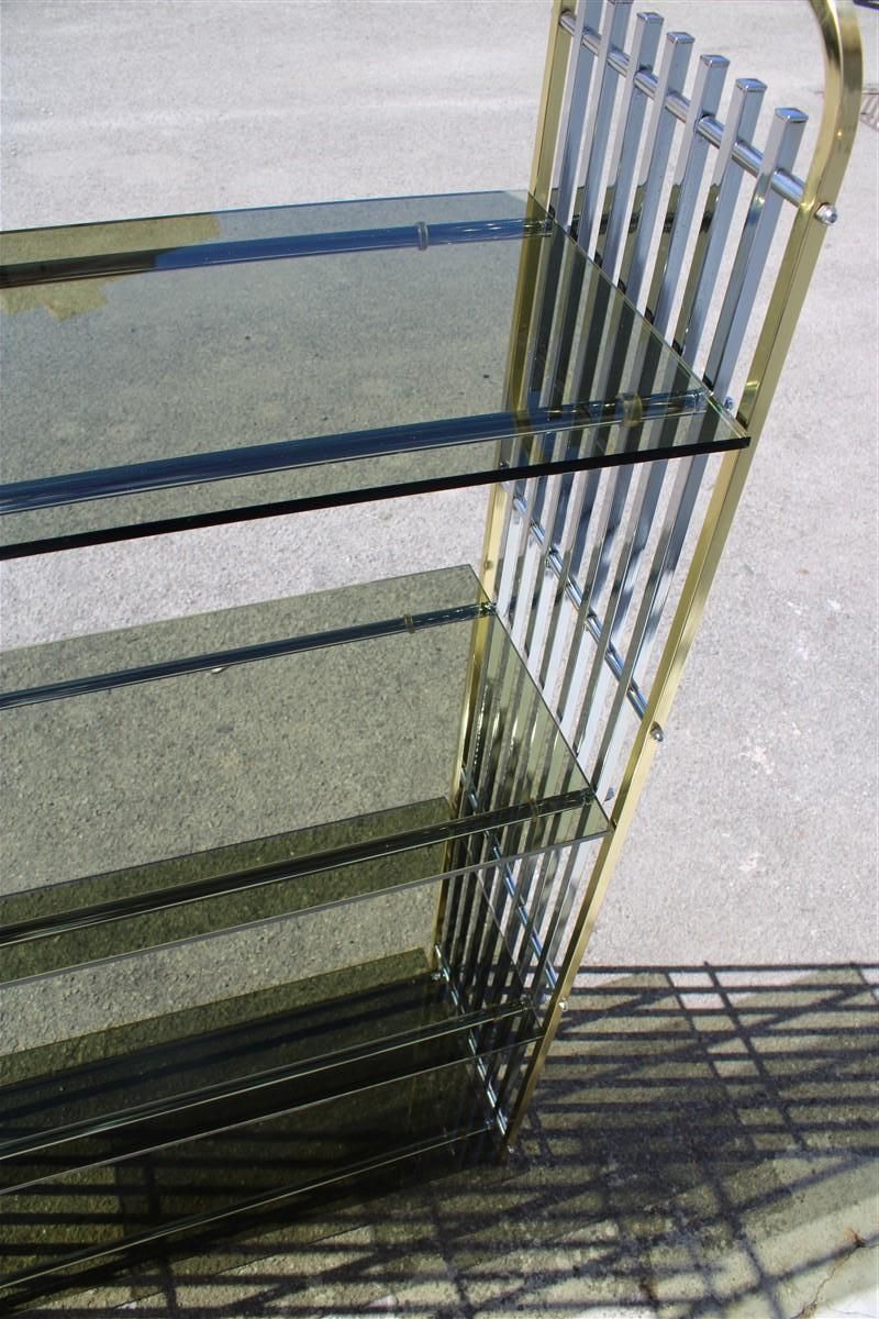 Romeo Rega 1970s Italian Shelf In Brass And Chrome Minimalist Glass Shelves photo buy