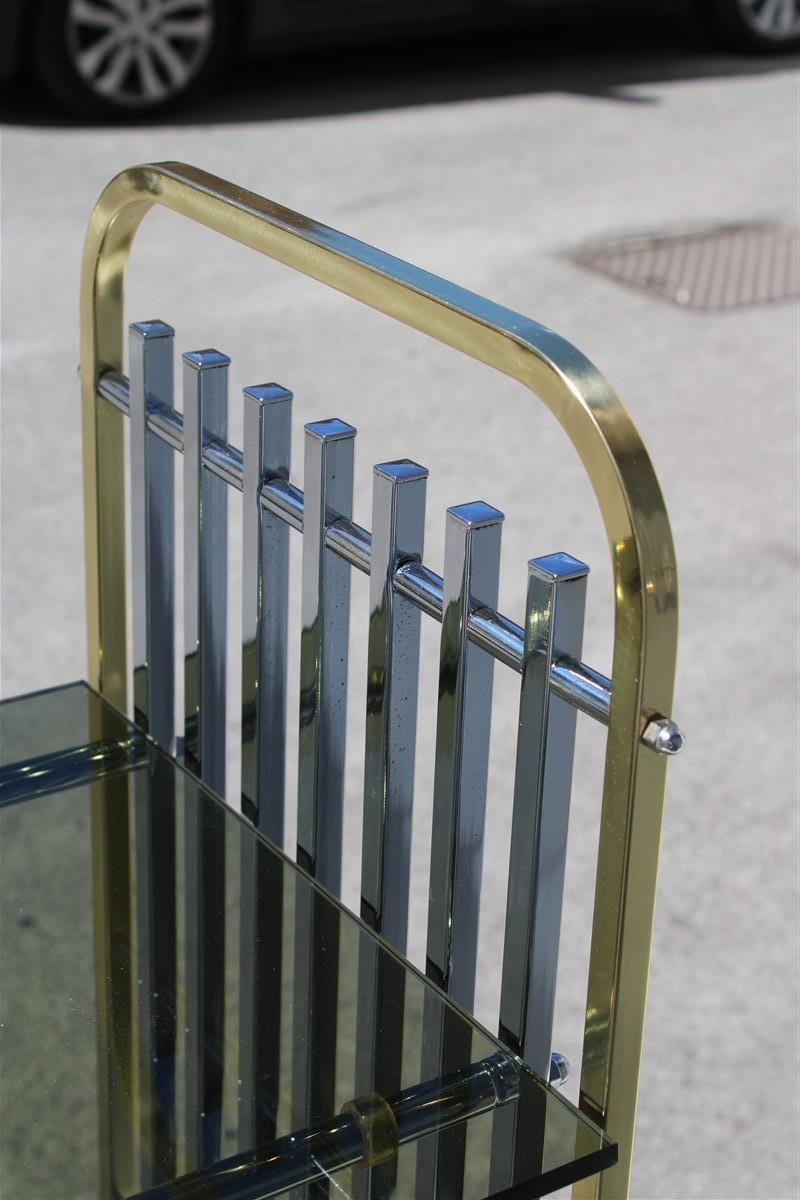 photo furniture Romeo Rega 1970s Italian Shelf In Brass And Chrome Minimalist Glass Shelves