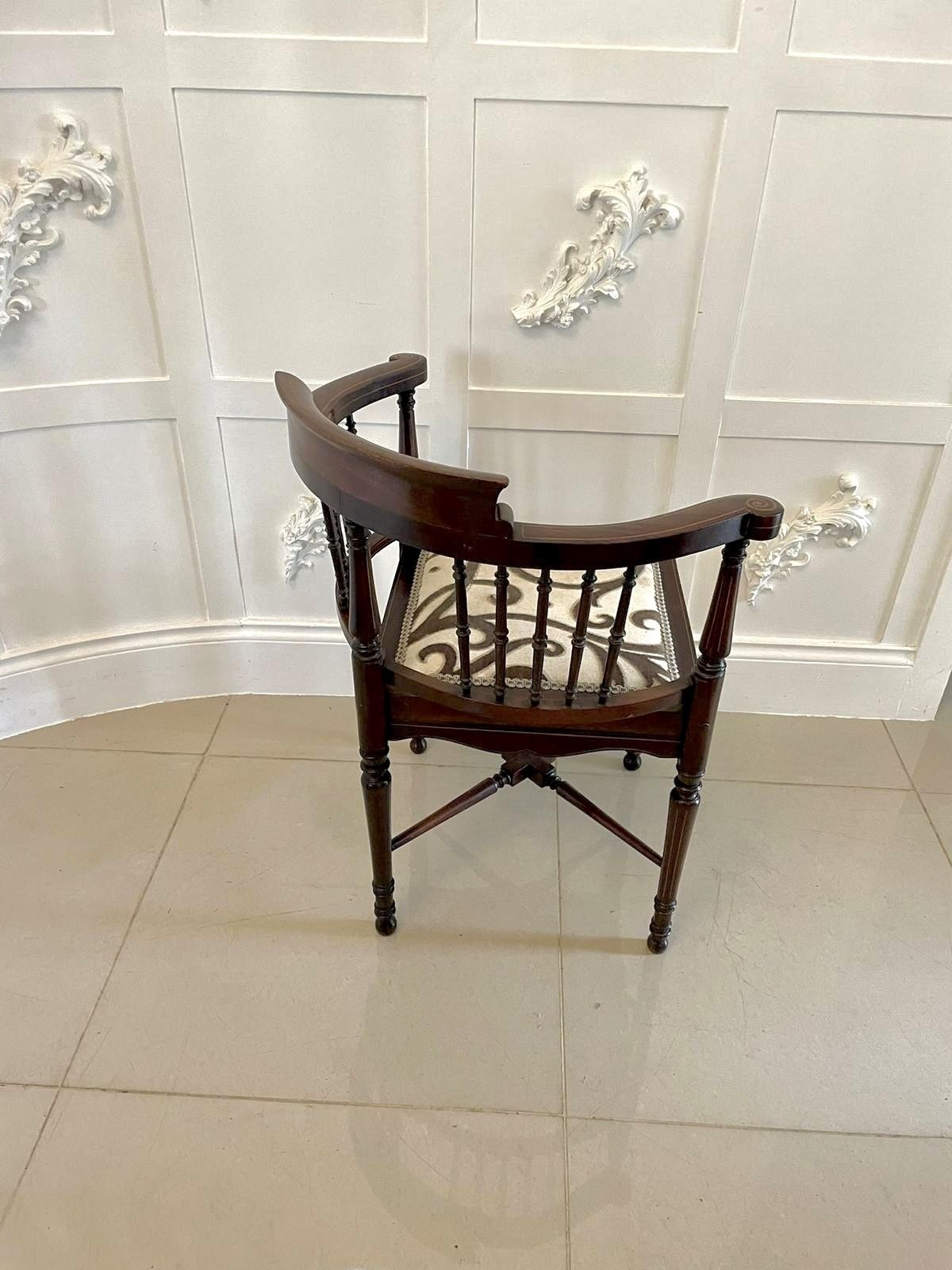 Antique Quality Mahogany Inlaid Corner Chair photo for sale
