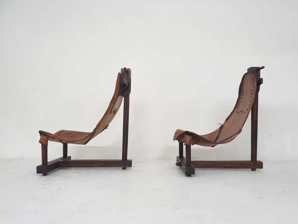 Set Van Twee Lounge Fauteuils In Zadelleer, Brazilië, Ca. Jaren 1960 photo Meubels
