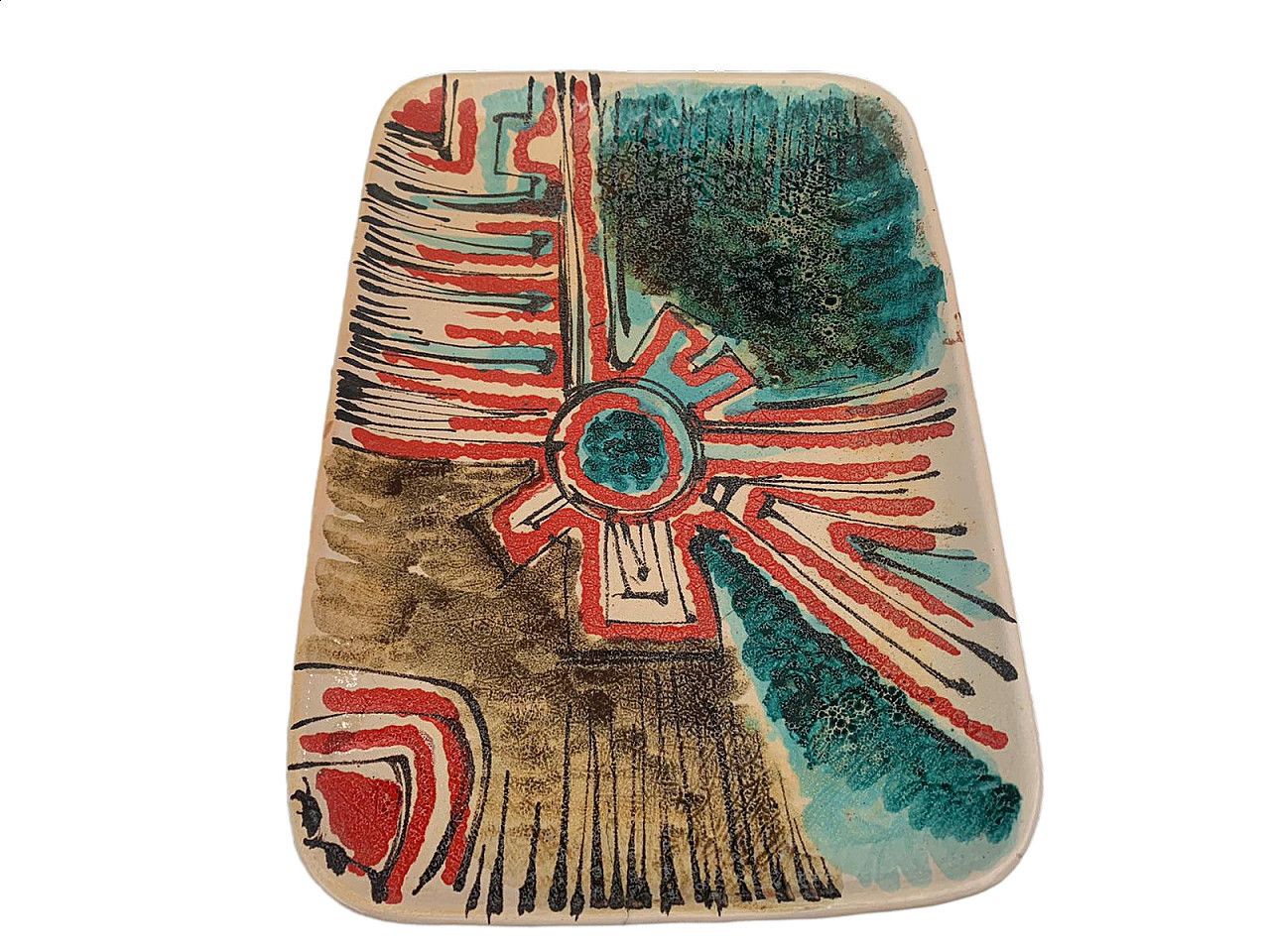 Polychrome Ceramic Tidy Tray For Piccinini, 1960s