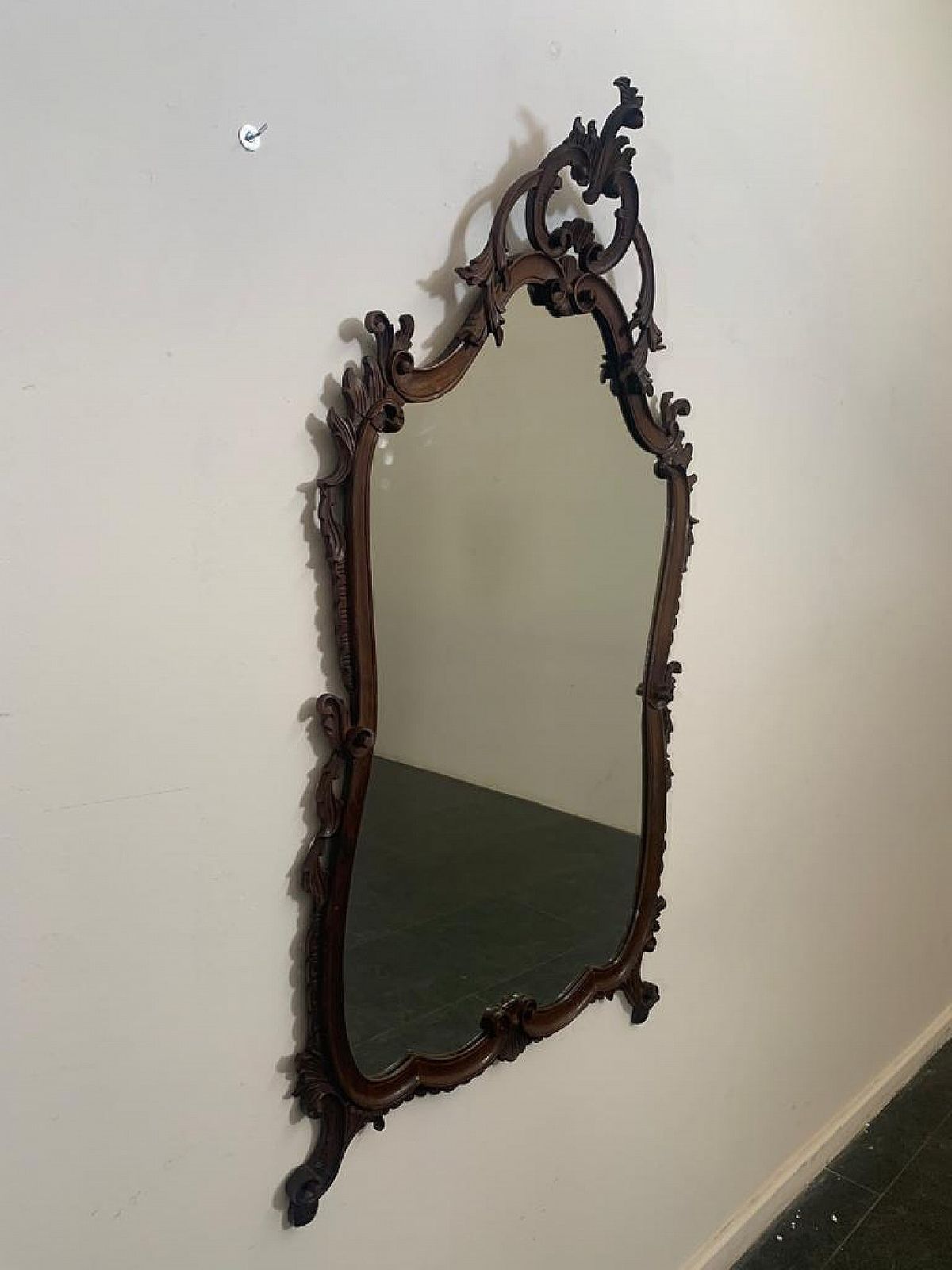 Baroque Style Mirror In Carved Wood, 1950s photo Home Decor