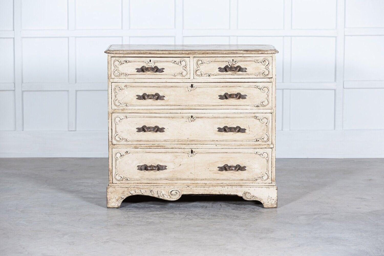19thc French Painted Graduated Chest Of Drawers