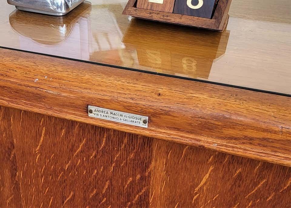 1950s Mid Century Modern Italian Walnut Wood Brass And Glass Writing Desk Table photo vintage