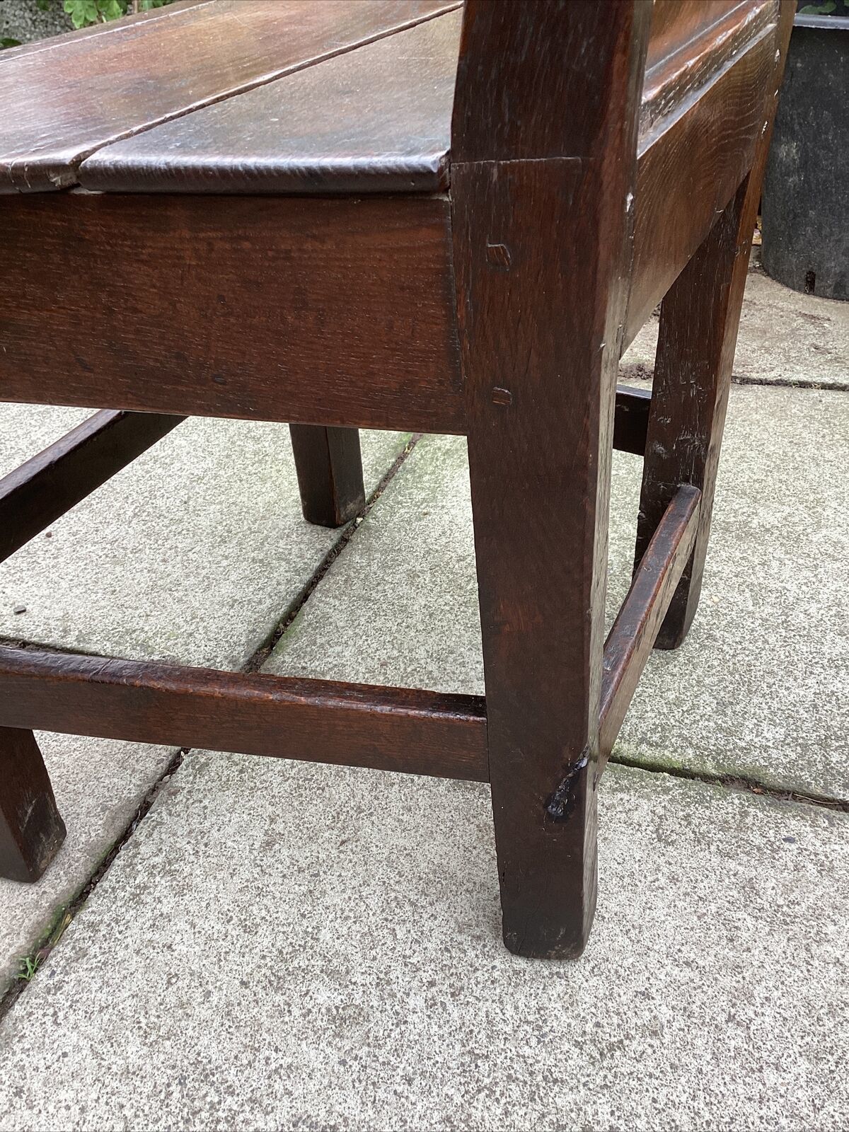 17th/18th C Primitive Oak Chair  Carved Splat Back photo 875.0