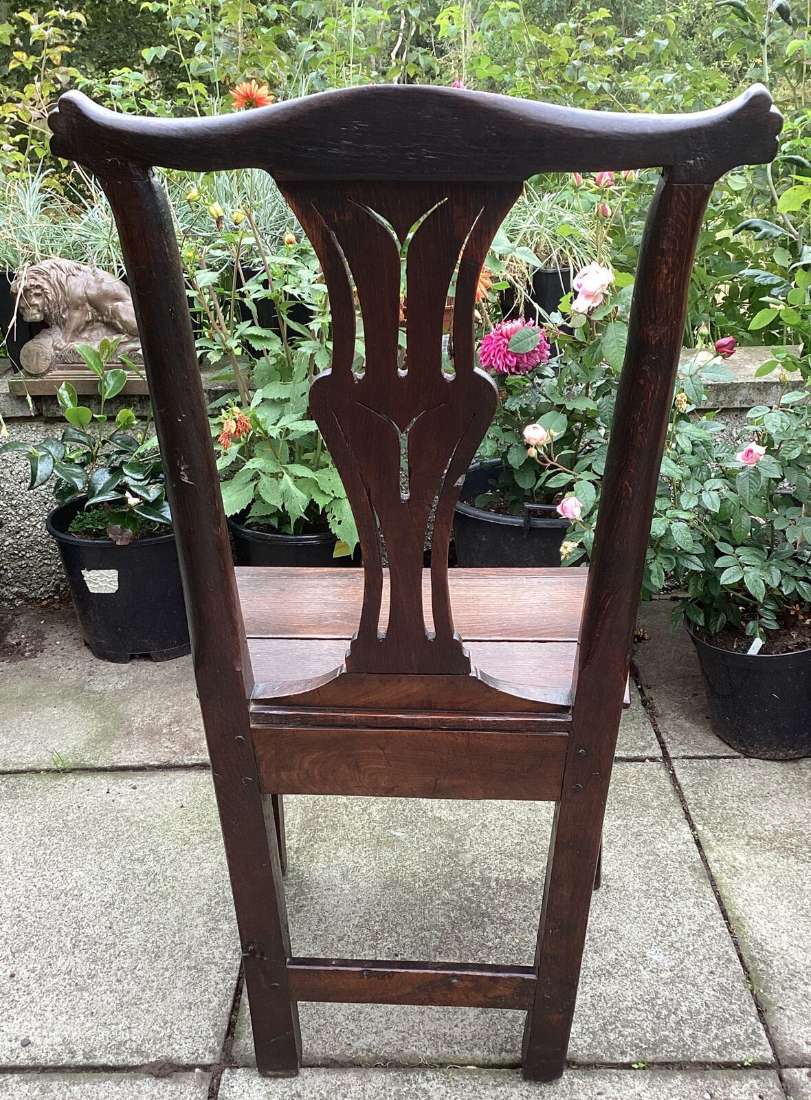 17th/18th C Primitive Oak Chair  Carved Splat Back photo buy