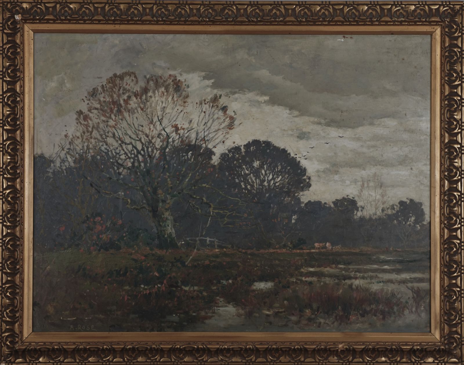 Signed Rural English Landscape, Oil On Board