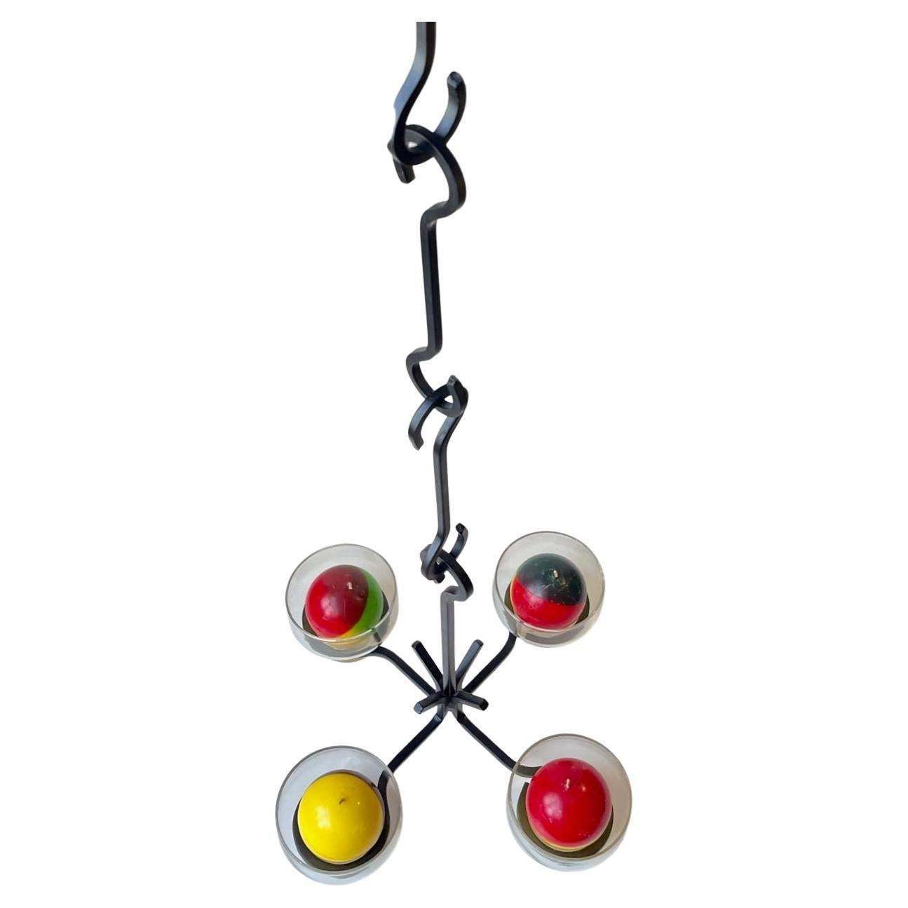 Sculptural Midcentury Suspended Candle Chandelier In Black Iron By Dantofte photo Lighting