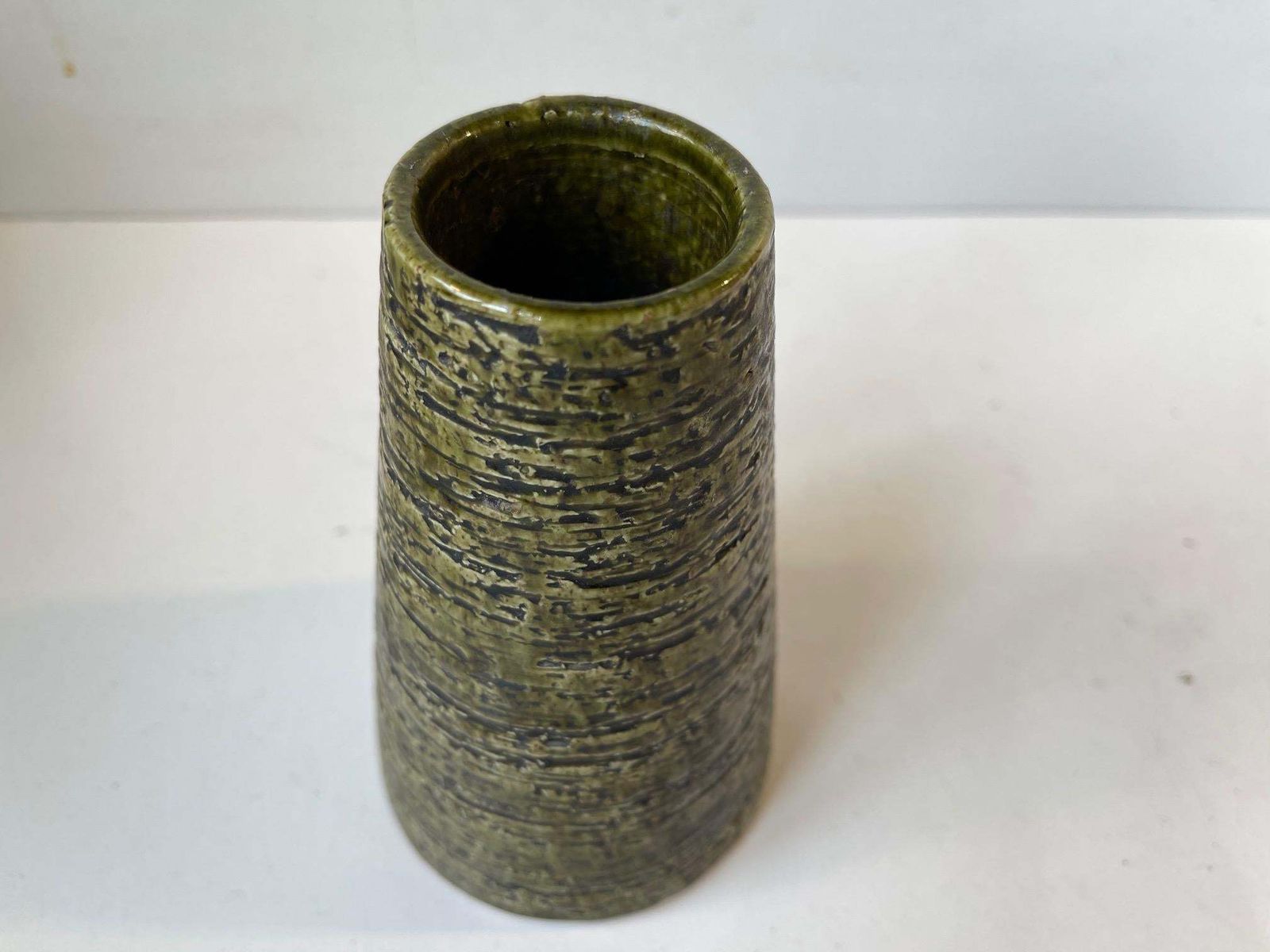 Gunnar Nylund Green Chamotte Vase In Stoneware, Sweden, 1960s photo furniture