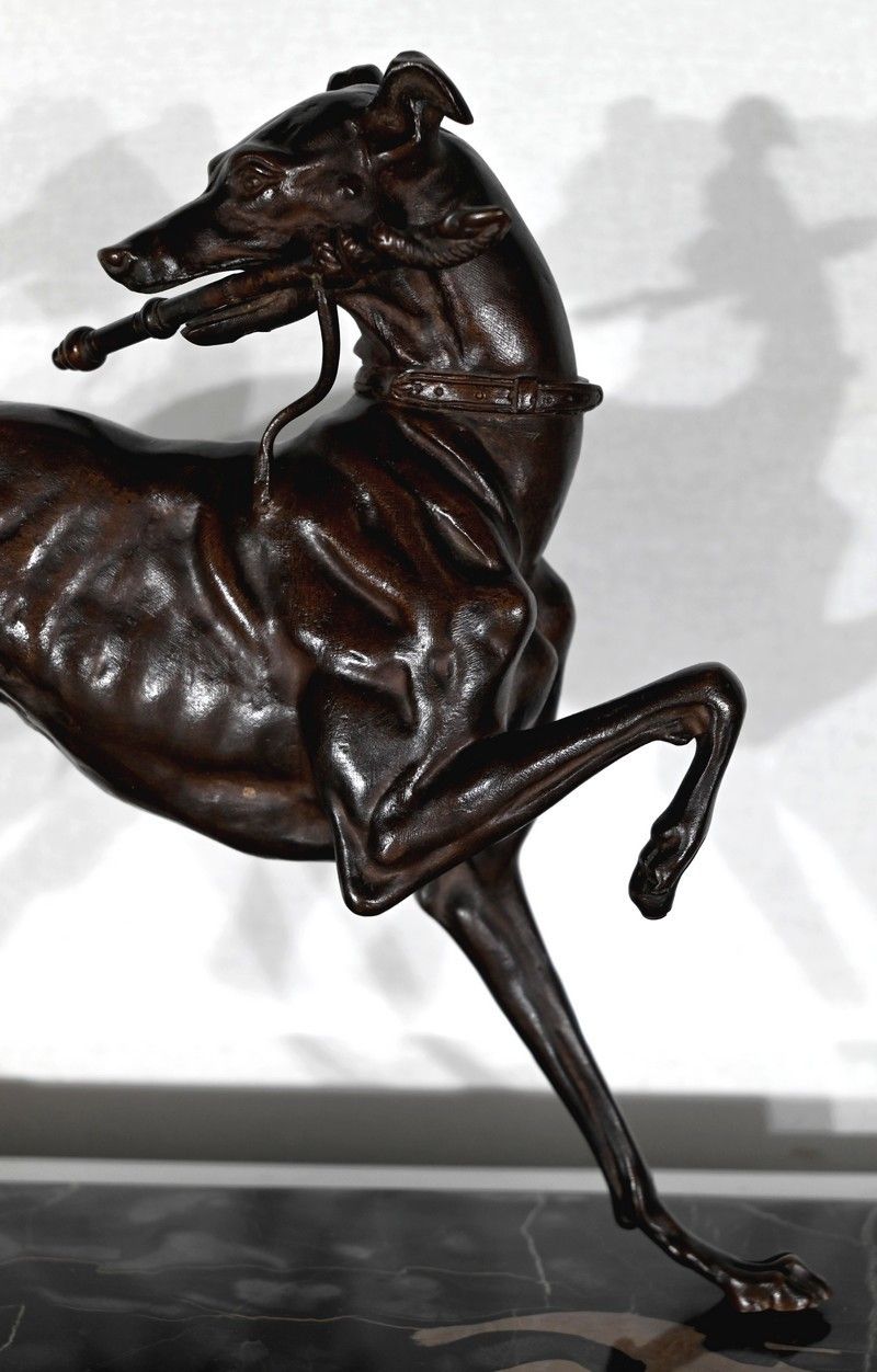 Subject In Cast Iron With Brown Patina The Greyhound  Late 19th Century photo 1377.11