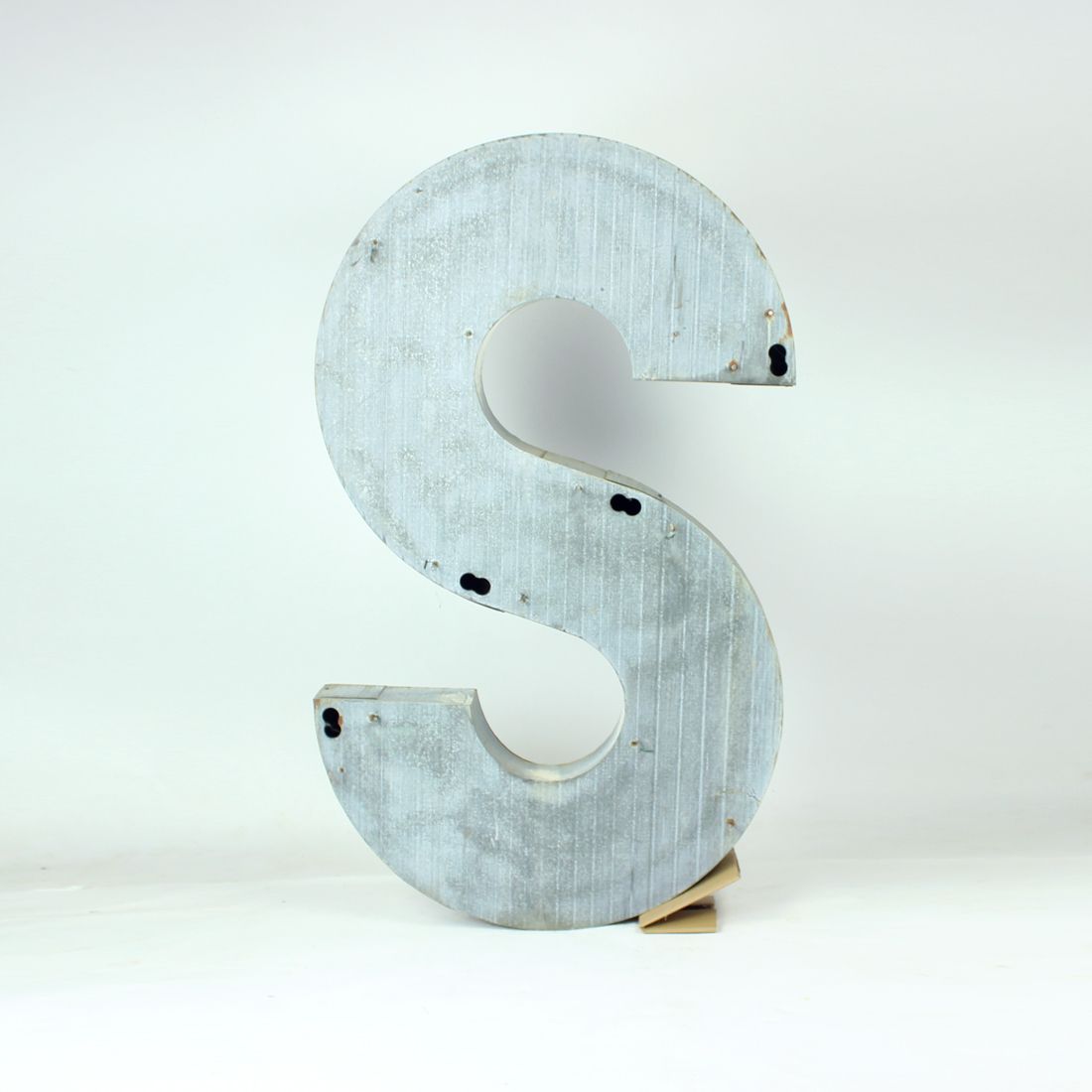Huge Vintage Industial Zinc Letter S, Czechoslovakia 1950s