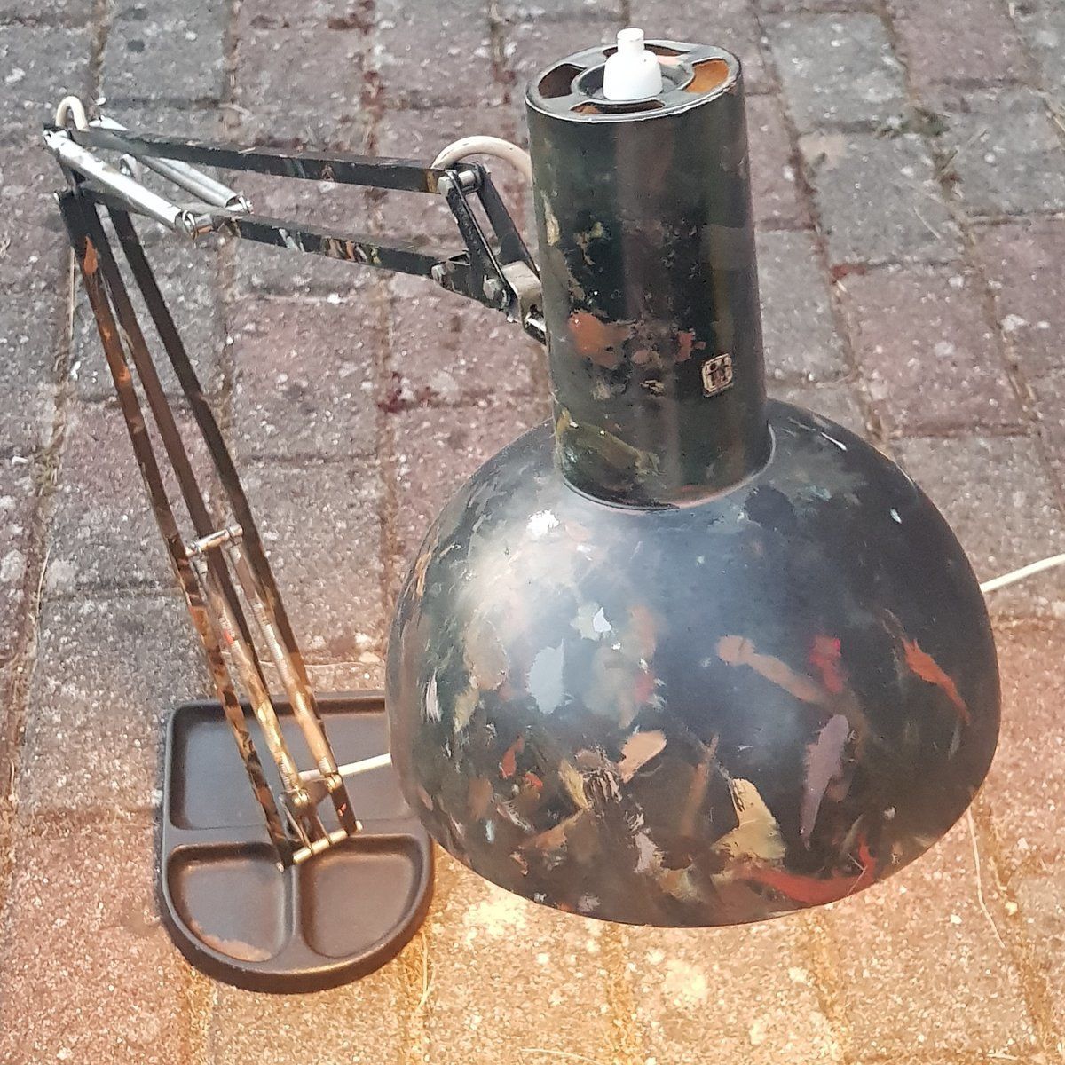 Black Joint Hand Painted Lamp By Louis Poulsen For Berlin Artist Studio photo for sale