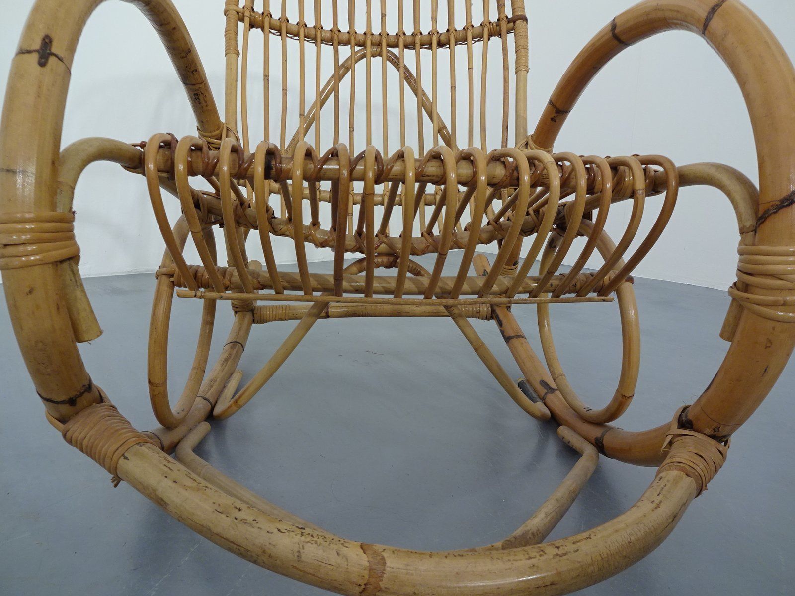 Mid Century Italian Bamboo Rocking Chair, 1950s photo vintage