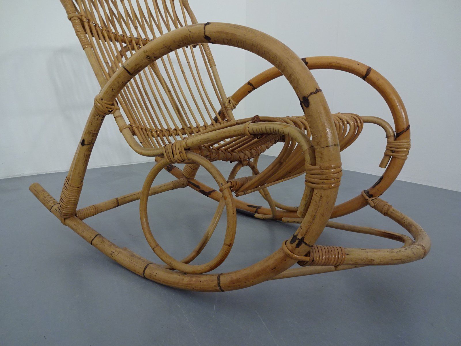 photo for sale Mid Century Italian Bamboo Rocking Chair, 1950s