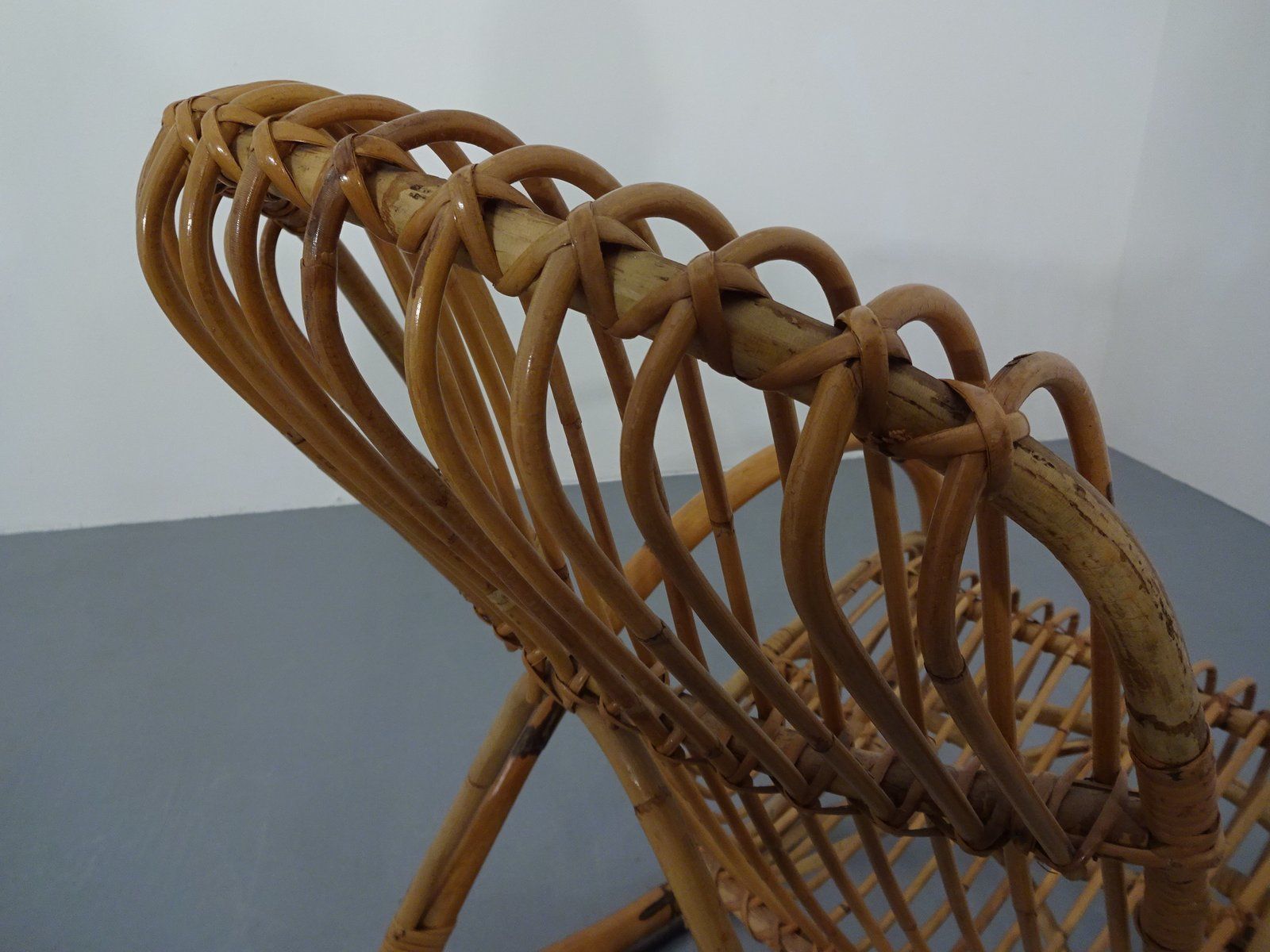 photo vinterior Mid Century Italian Bamboo Rocking Chair, 1950s