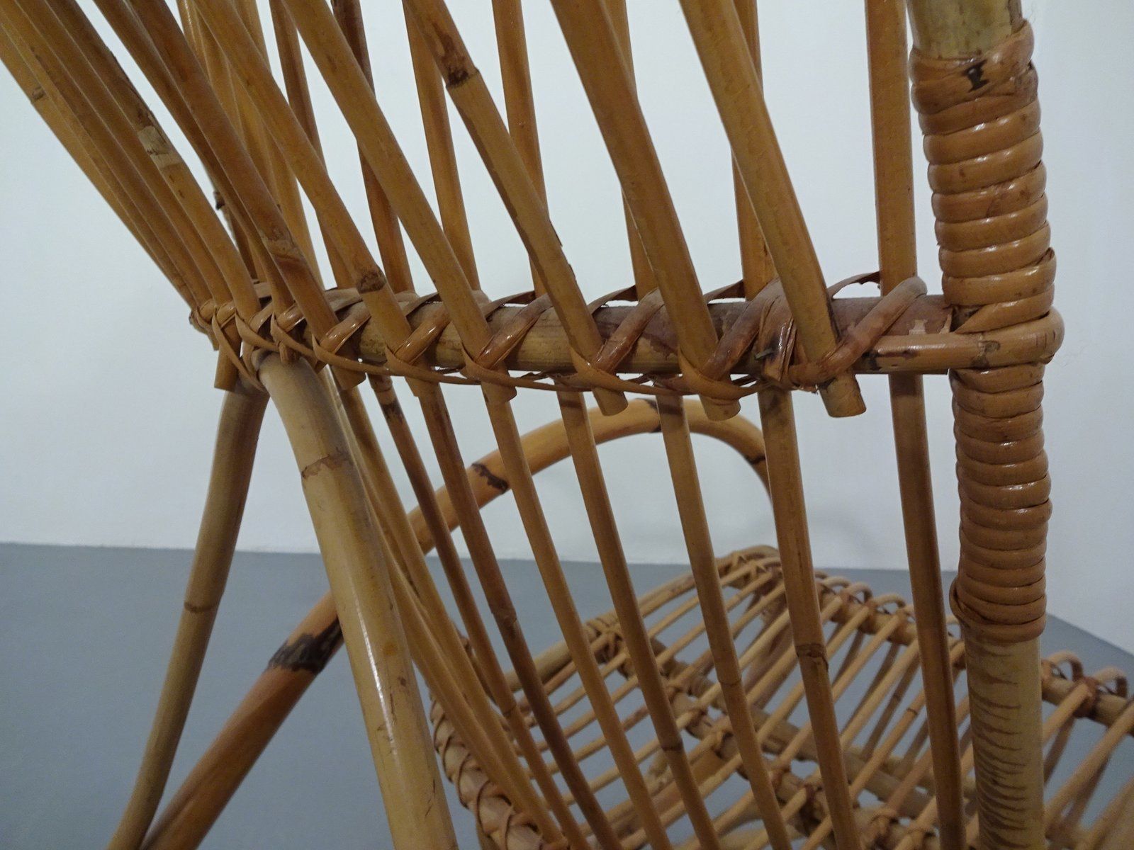 photo vintage Mid Century Italian Bamboo Rocking Chair, 1950s