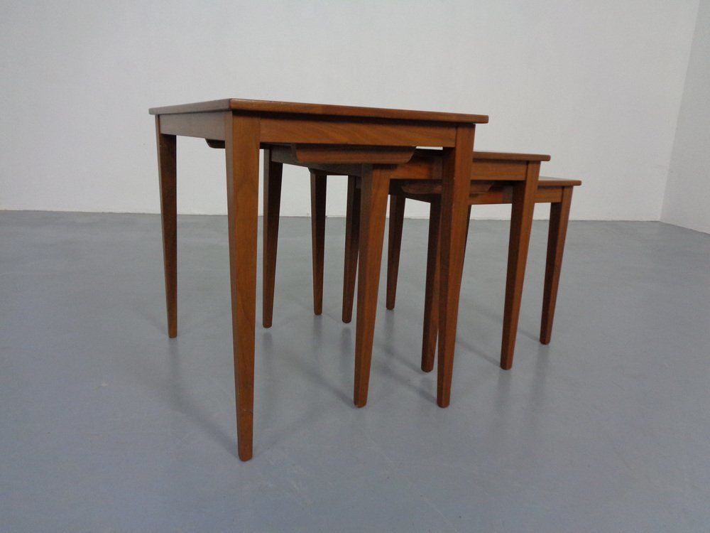 Danish Teak Nesting Tables By Kvalitet Form Funktion, 1960s, Set Of 3 photo for sale