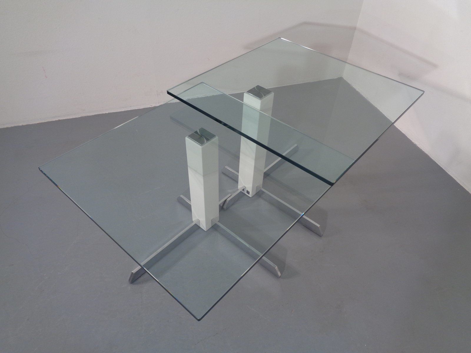 Glass And Metal Side Tables From Wk Wohnen, 1990s, Set Of 2 photo Furniture