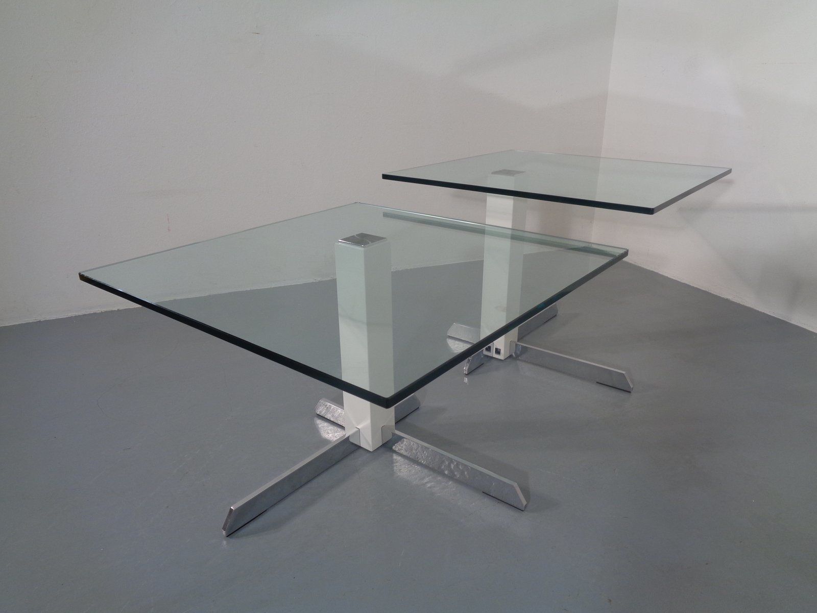 Glass And Metal Side Tables From Wk Wohnen, 1990s, Set Of 2 photo 1048.0