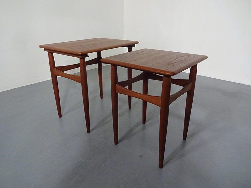Danish Teak Nesting Tables 1960s Set Of 2 photo vintage