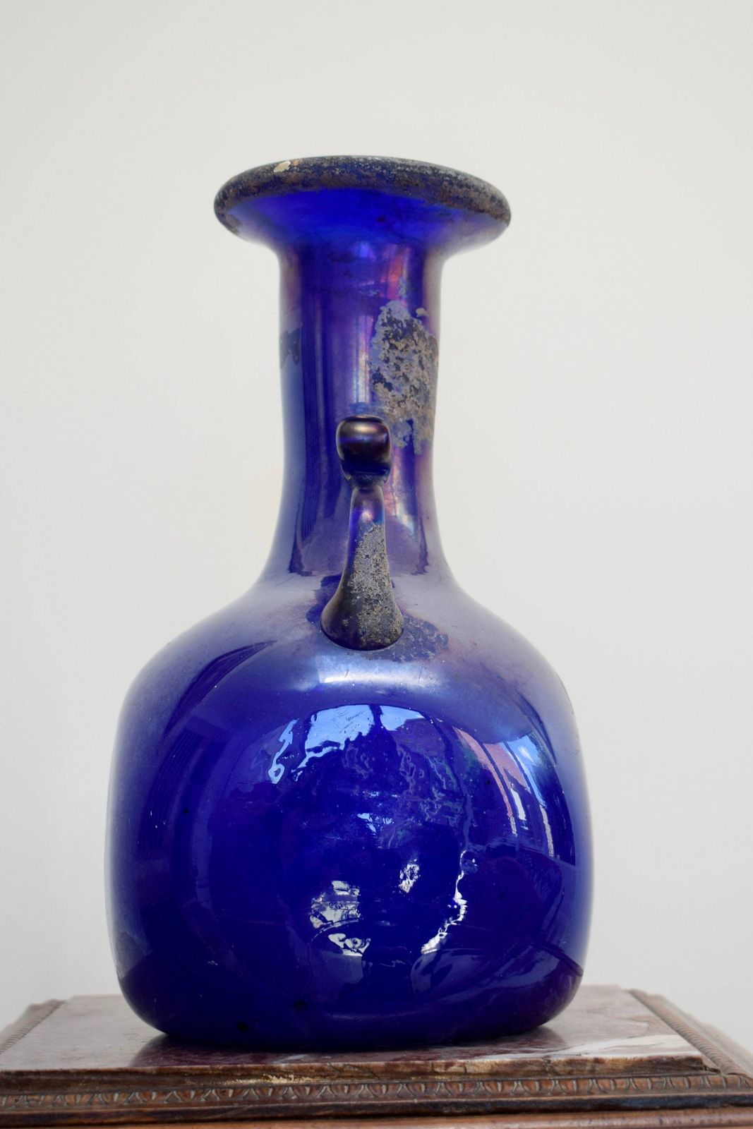 Vintage Cobalt Blue A Scavo Vase Seguso Murano photo vintage