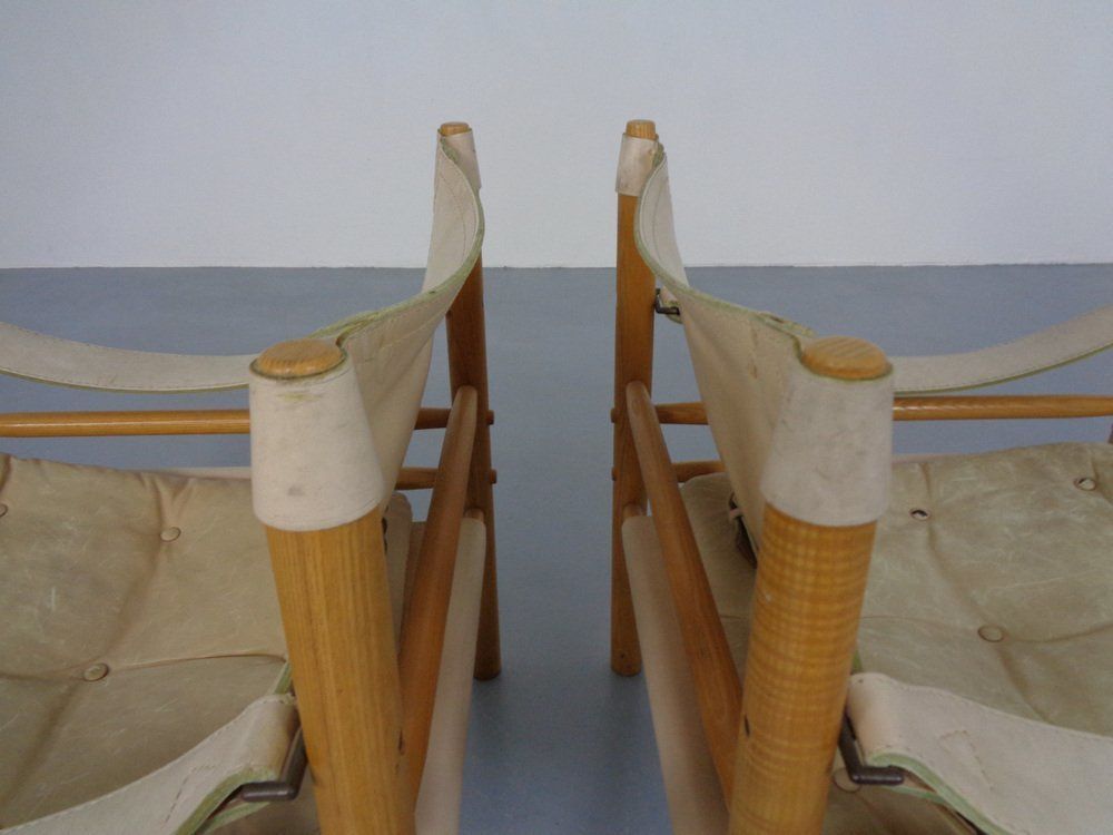 photo vintage Oak & Leather Sirocco Safari Chairs By Arne Norell, 1960s, Set Of 2