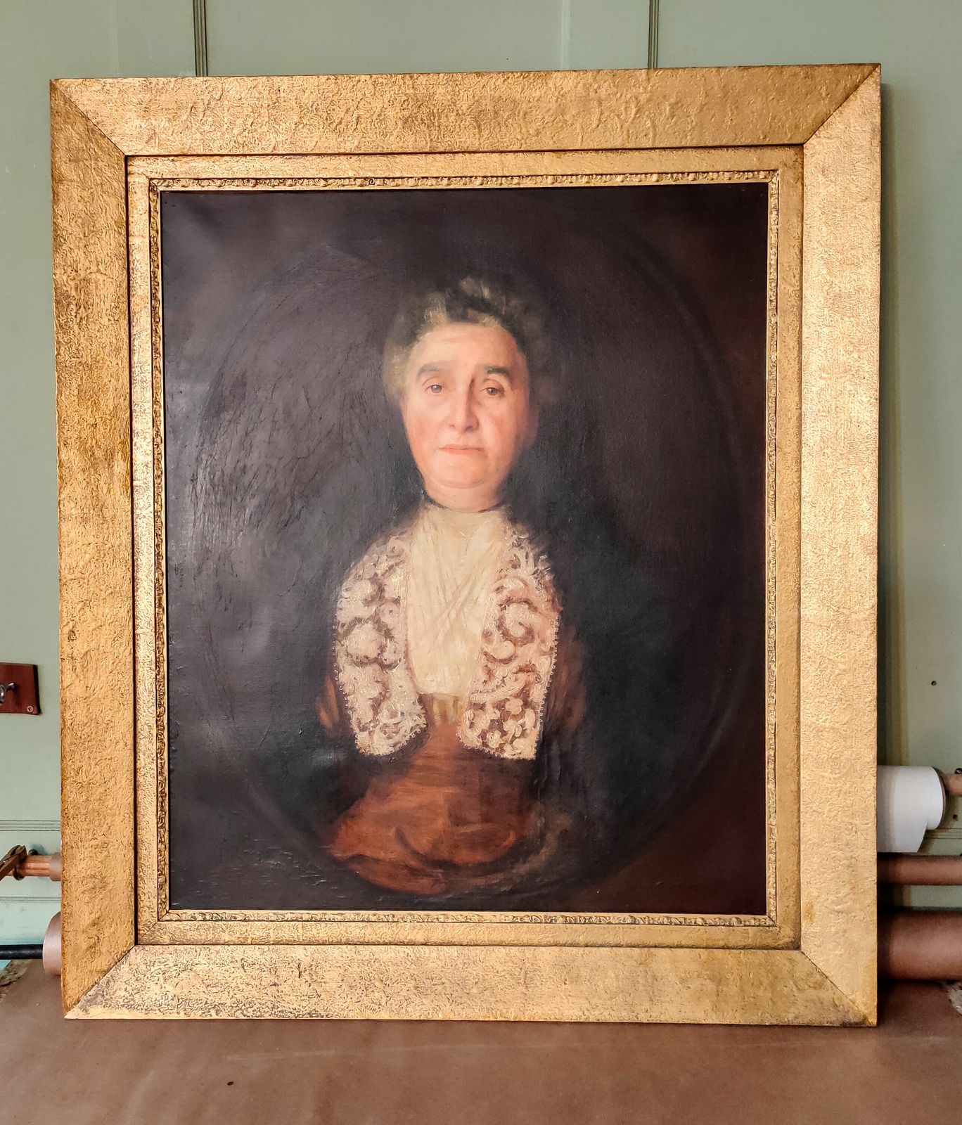 Oil Painting   Portrait Of An Elder Lady In A Lace Stole By Harry Clifford Pilsbury photo Art