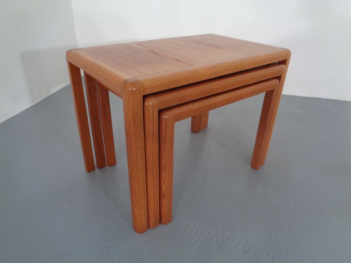 Teak Nesting Tables By Kai Kristiansen For Vildbjerg Møbelfabrik, 1960s, Set Of 3 photo for sale