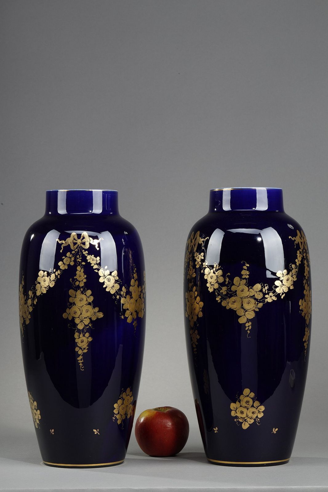 Pair Of 1900's Blue Porcelain Vases From Tours photo furniture