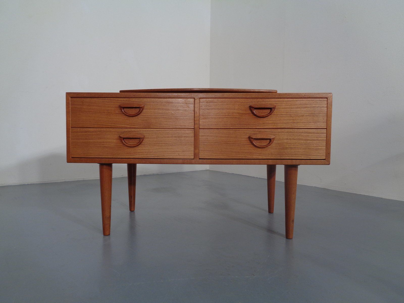Danish Teak Chest Of Drawers With Rotatable Tray, 1960s