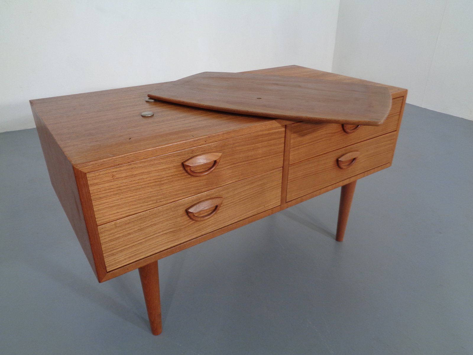 Danish Teak Chest Of Drawers With Rotatable Tray, 1960s photo 314.0