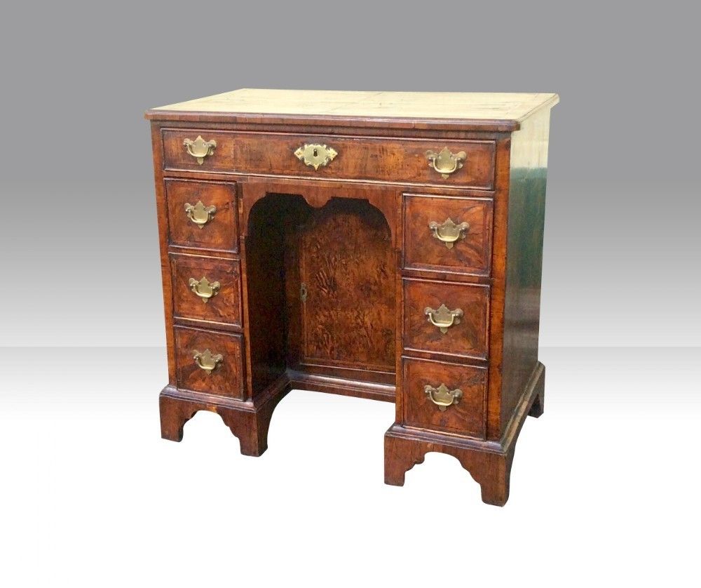 Georgian Walnut Antique Kneehole Desk Of Small Proportions.