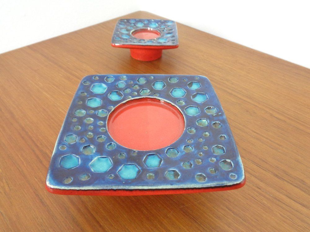 Studio Ceramic Candleholders From Dumler & Breiden, 1970s, Set Of 2 photo for sale