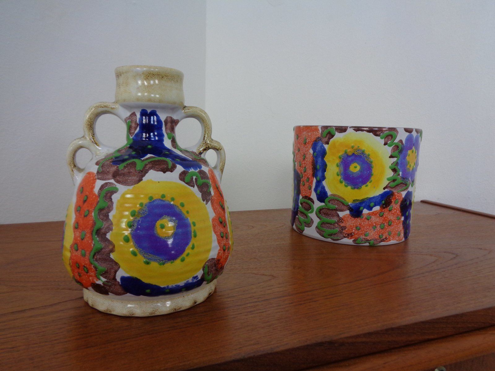 Vase And Planter In Ceramic From Marei, 1970s, Set Of 2 photo for sale