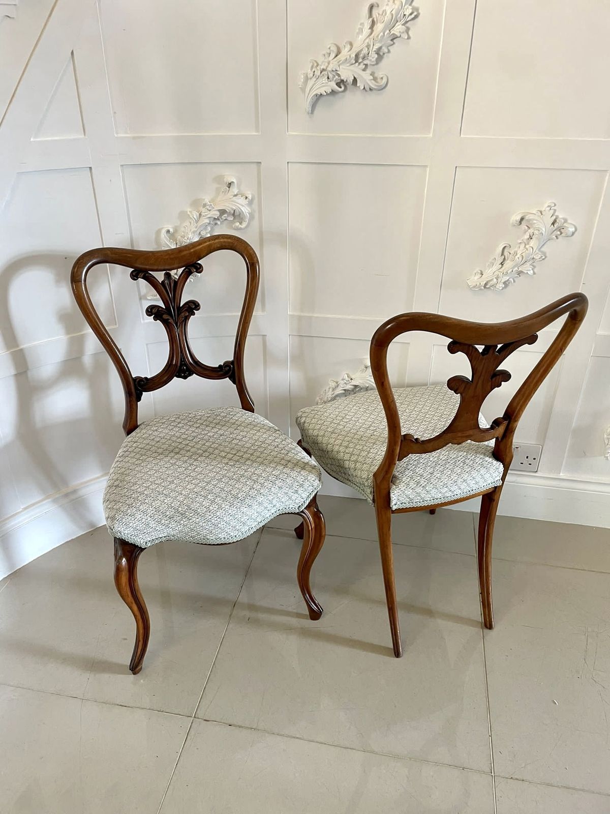 Pair Of Antique Quality Carved Walnut Side Chairs photo furniture