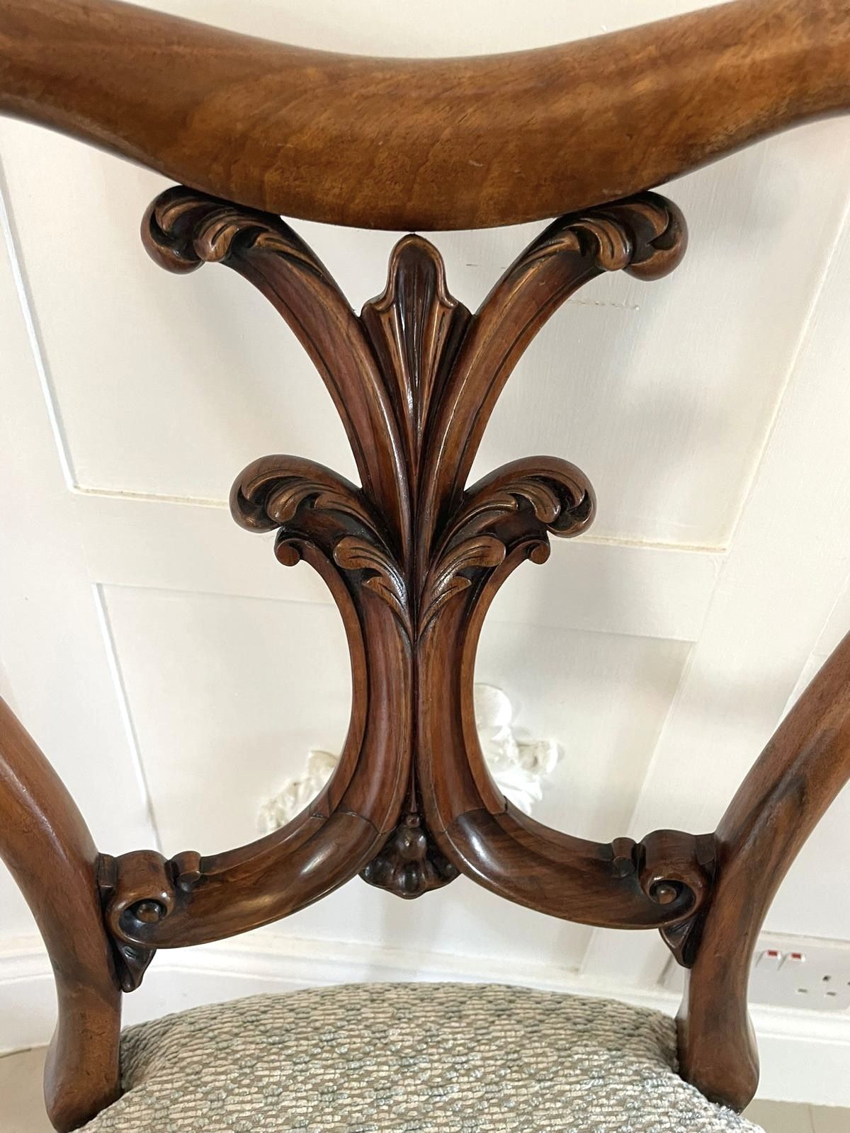 Furniture Pair Of Antique Quality Carved Walnut Side Chairs photo