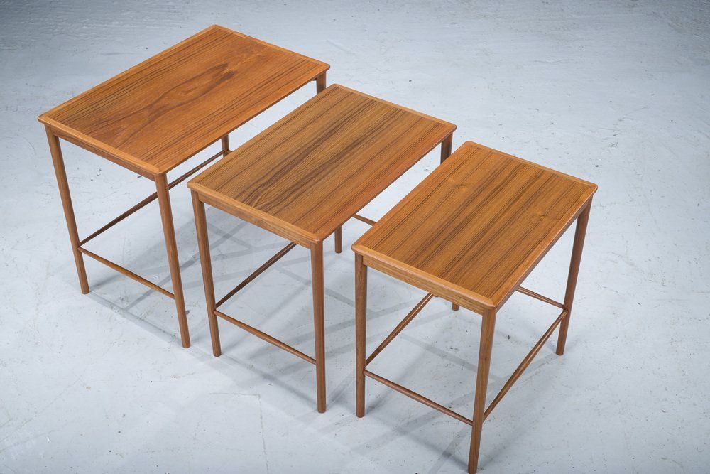 Mid Cenury Teak Nesting Tables By Kai Winding For Poul Jeppesens, 1960s, Set Of 3 photo 610.0