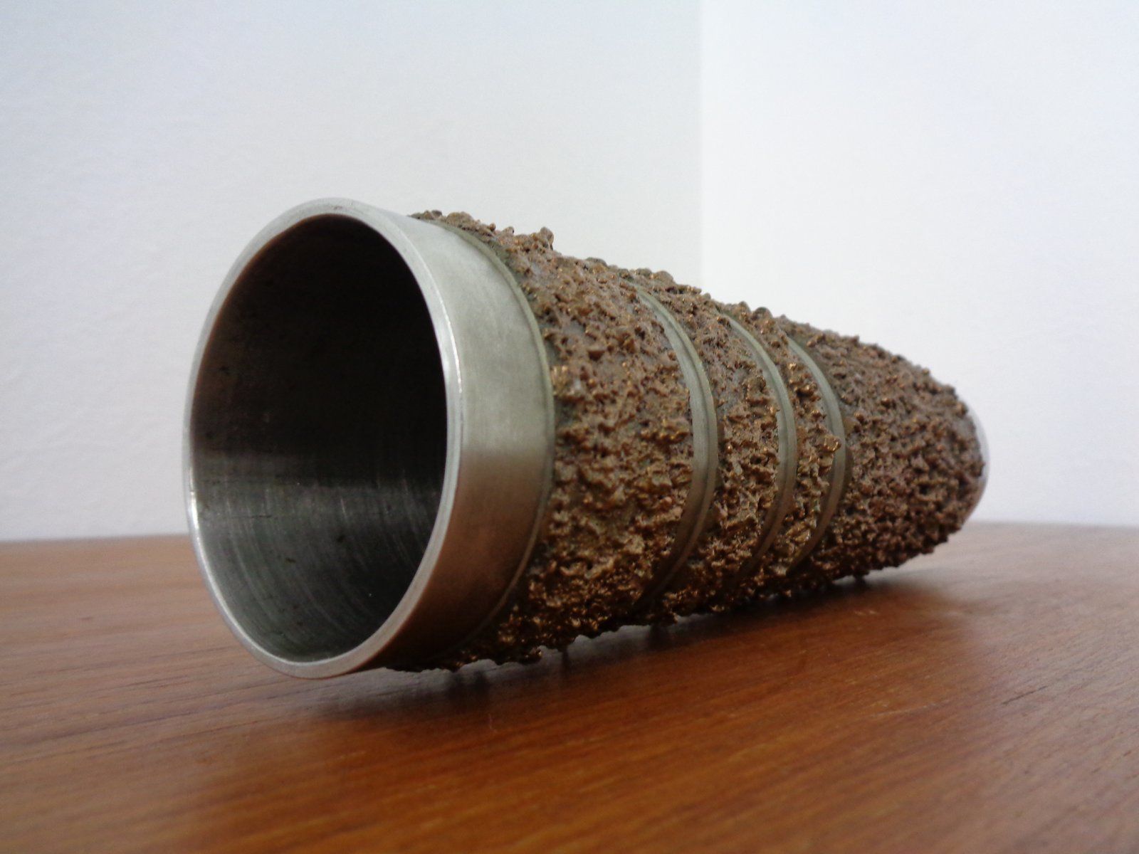 Brutalist German Vase In Copper And Stainless Steel 1960s photo 441.0
