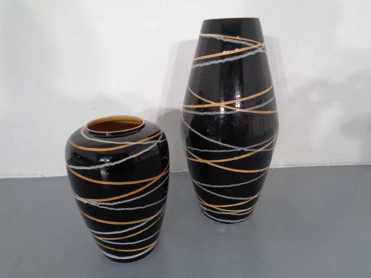 Fat Lava Ceramic Vases From Scheurich 1960s Set Of 2 photo vinterior