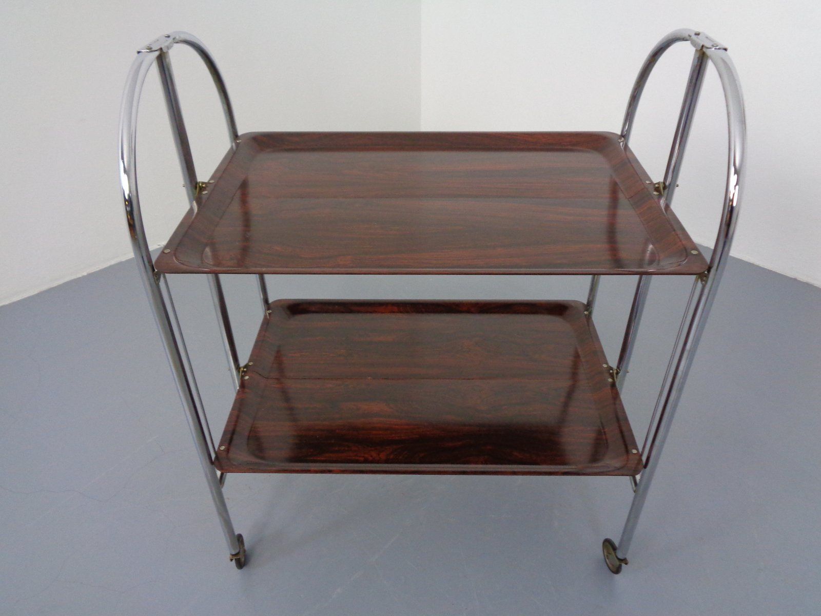Vintage Optic Rosewood Pressalit Tea Cart 1970s photo for sale