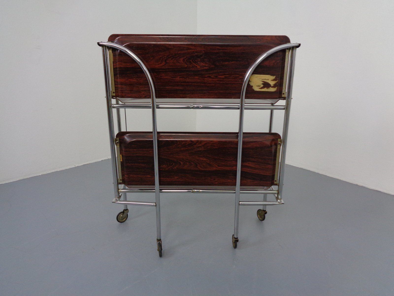 Vintage Optic Rosewood Pressalit Tea Cart 1970s photo vintage